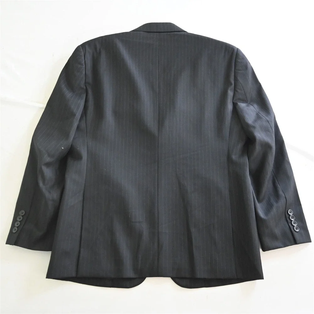 Pronto Uomo Platinum 40S 33x29 Black Striped 100% Wool Mens Jacket Pants‎ Suit